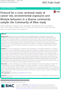 Cover page: Protocol for a cross sectional study of cancer risk, environmental exposures and lifestyle behaviors in a diverse community sample: the Community of Mine study