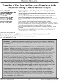 Cover page: Transition of Care from the Emergency Department to the Outpatient Setting: A Mixed-Methods Analysis