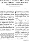 Cover page: Transplantation of intact sheets of fetal neural retina with its RPE in retinitis pigmentosa patients.