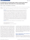 Cover page: Considerations in implementing evidence-based early autism spectrum disorder interventions in community settings