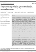 Cover page: Characterization and evaluation of an integrated quality monitoring system for online quality assurance of external beam radiation therapy