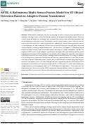 Cover page: AFTR: A Robustness Multi-Sensor Fusion Model for 3D Object Detection Based on Adaptive Fusion Transformer.