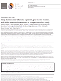 Cover page: Sleep duration over 28 years, cognition, gray matter volume, and white matter microstructure: a prospective cohort study