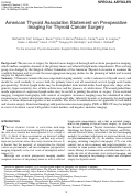 Cover page: American Thyroid Association Statement on Preoperative Imaging for Thyroid Cancer Surgery