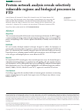 Cover page: Protein network analysis reveals selectively vulnerable regions and biological processes in FTD