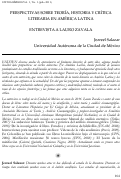 Cover page: Perspectivas sobre teoría, historia y crítica literaria en América Latina. Entrevista a Lauro Zavala