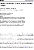 Cover page: Superconductivity in non-centrosymmetric ThCoC2