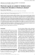 Cover page: What brain signals are suitable for feedback control of deep brain stimulation in Parkinson's disease?