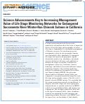 Cover page: Science Advancements Key to Increasing Management Value of Life Stage Monitoring Networks for Endangered Sacramento River Winter-Run Chinook Salmon in California