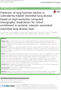 Cover page: Predictors of lung function decline in scleroderma-related interstitial lung disease based on high-resolution computed tomography: implications for cohort enrichment in systemic sclerosis–associated interstitial lung disease trials