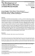 Cover page: The Development of a School-Based Measure of Child Mental Health