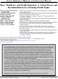 Cover page: Race, Healthcare, and Health Disparities: A Critical Review and Recommendations for Advancing Health Equity