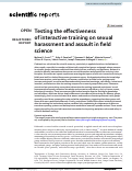 Cover page: Testing the effectiveness of interactive training on sexual harassment and assault in field science.