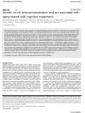 Cover page: Genetic loci of beta-aminoisobutyric acid are associated with aging-related mild cognitive impairment