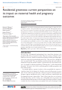 Cover page: Residential greenness: current perspectives on its impact on maternal health and pregnancy outcomes.