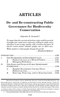 Cover page: De- and Re-constructing Public Governance for Biodiversity Conservation