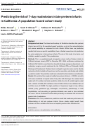 Cover page: Predicting the risk of 7-day readmission in late preterm infants in California: A population-based cohort study.