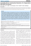 Cover page: Assembly-driven community genomics of a hypersaline microbial ecosystem.