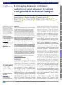 Cover page: Leveraging immune resistance archetypes in solid cancer to inform next-generation anticancer therapies.