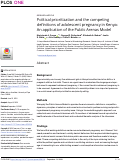 Cover page: Political prioritization and the competing definitions of adolescent pregnancy in Kenya: An application of the Public Arenas Model