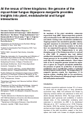 Cover page: At the nexus of three kingdoms: the genome of the mycorrhizal fungus Gigaspora margarita provides insights into plant, endobacterial and fungal interactions