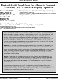 Cover page: Electronic Health Record-Based Surveillance for Community Transmitted COVID-19 in the Emergency Department