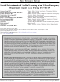 Cover page: Social Determinants of Health Screening at an Urban Emergency Department Urgent Care During COVID-19