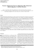 Cover page: Factors Influencing Time to Diagnosis After Abnormal Mammography in Diverse Women