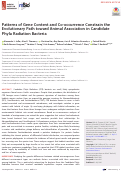 Cover page: Patterns of Gene Content and Co-occurrence Constrain the Evolutionary Path toward Animal Association in Candidate Phyla Radiation Bacteria