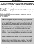 Cover page: A Cross-sectional Survey to Assess Awareness of Syndromic Surveillance by Clinicians Practicing Emergency Medicine: An Opportunity for Education and Collaboration