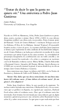 Cover page: “Tratar de decir lo que la gente no quiere oír:” Una entrevista a Pedro Juan Gutiérrez