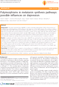 Cover page: Polymorphisms in melatonin synthesis pathways: possible influences on depression