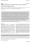 Cover page: Bidirectional genetic overlap between autism spectrum disorder and cognitive traits.