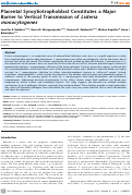 Cover page: Placental Syncytiotrophoblast Constitutes a Major Barrier to Vertical Transmission of Listeria monocytogenes