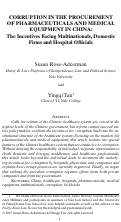 Cover page: Corruption in the Procurement of Pharmaceuticals and Medical Equipment in China: The Incentives Facing Multinationals, Domestic Firms and Hospital Officials