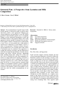 Cover page: Saturated Fats: A Perspective from Lactation and Milk Composition