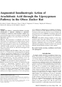 Cover page: Augmented Insulinotropic Action of Arachidonic Acid through the Lipoxygenase Pathway in the Obese Zucker Rat