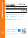 Cover page: High-pressure nano-seismology: Use of micro-ring resonators for characterizing acoustic emissions