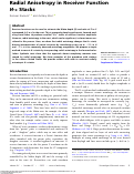 Cover page: Radial Anisotropy in Receiver Function H-κ Stacks