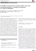 Cover page: Participation of low-income women in genetic cancer risk assessment and BRCA 1/2 testing: the experience of a safety-net institution