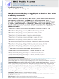 Cover page: Why Has Personality Psychology Played an Outsized Role in the Credibility Revolution?