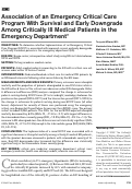 Cover page: Association of an Emergency Critical Care Program With Survival and Early Downgrade Among Critically Ill Medical Patients in the Emergency Department.