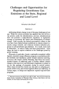 Cover page: Challenges and Opportunities for Regulating Greenhouse Gas Emissions at the State, Regional and Local Level