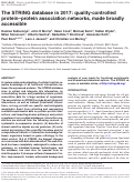Cover page: The STRING database in 2017: quality-controlled protein–protein association networks, made broadly accessible