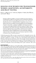 Cover page: Healing Our Women for Transgender Women: Adaptation, Acceptability, and Pilot Testing.