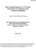 Cover page: Duct leakage impacts on VAV system performance in California large 
commercial buildings