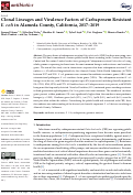 Cover page: Clonal Lineages and Virulence Factors of Carbapenem Resistant E. coli in Alameda County, California, 2017–2019