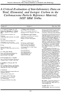 Cover page: A critical evaluation of inter-laboratory data on total, elemental and isotopic carbon in the carbonaceous particle reference material