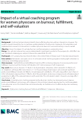 Cover page: Impact of a virtual coaching program for women physicians on burnout, fulfillment, and self-valuation.