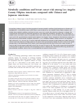 Cover page: Metabolic conditions and breast cancer risk among Los Angeles County Filipina Americans compared with Chinese and Japanese Americans